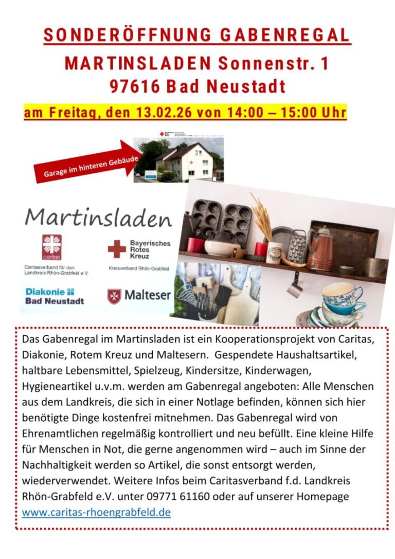 gabenregal sonderöffnung 2026